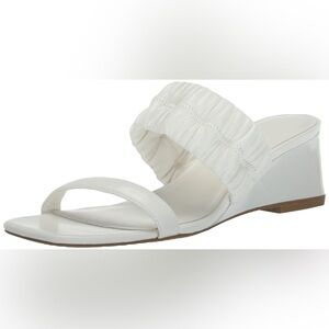 Anne Klein Women's Ginny Wedge Sandal, White, 11